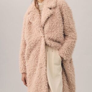 💕 Anthropologie Women's Faux Fur Coat in peach💕 sold out in stores and onlineNWT